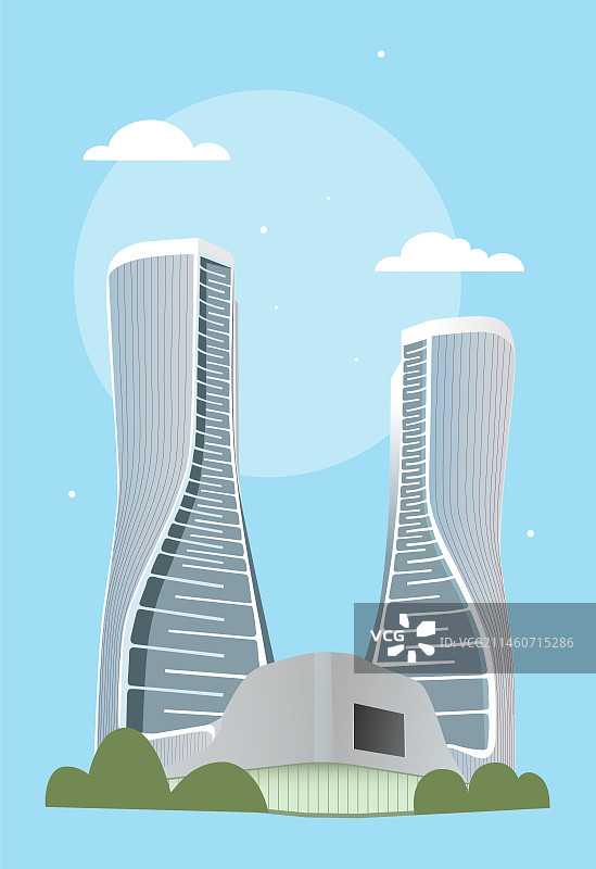 杭州来福士广场建筑矢量插画图片素材