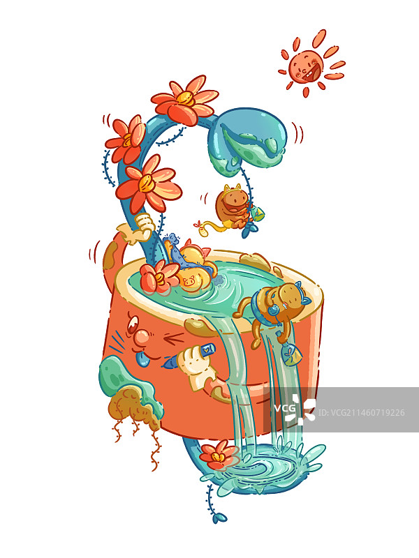 萌系插画之豆子派对图片素材