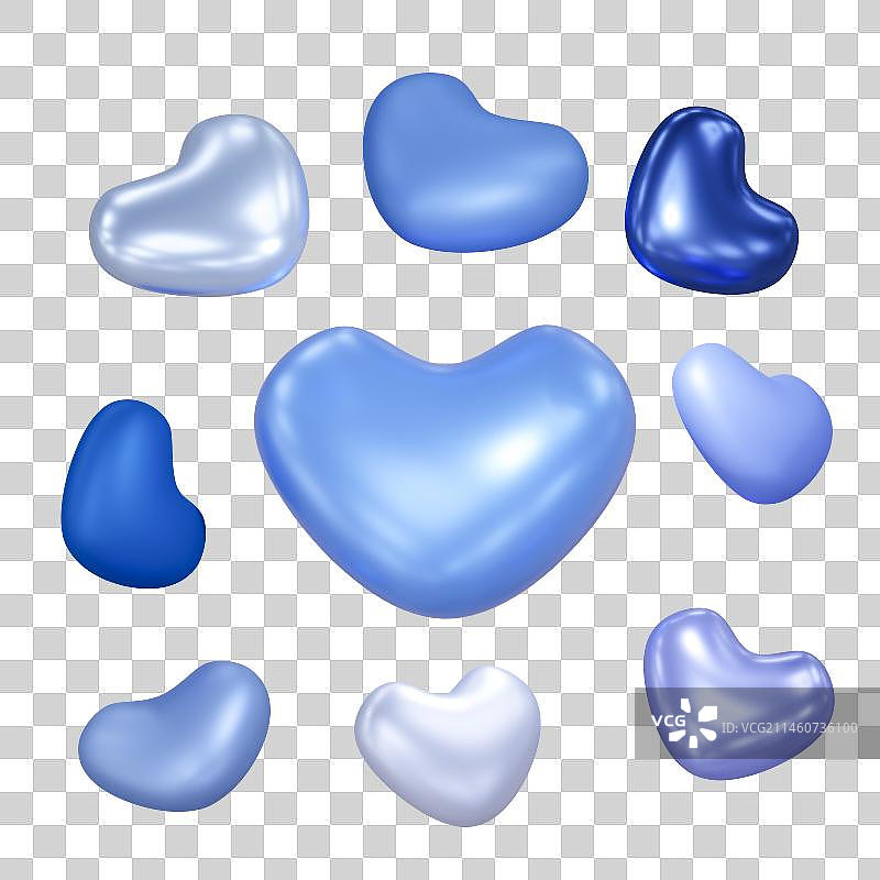 3d立体心形桃心模型元素素材-蓝色图片素材