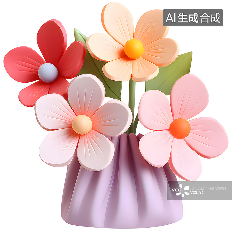 【AI数字艺术】花束植物三维模型图片素材