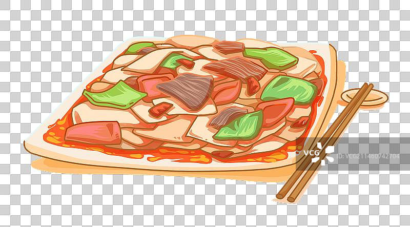 美食新疆美食双椒炒羊肉面片面食红油图片素材