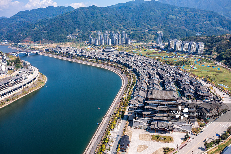 浙江丽水景宁畲族自治县凤凰古城航拍图图片素材