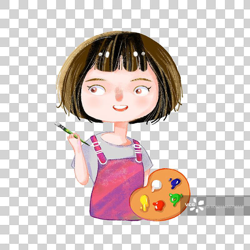 拿着调色板的女孩图片素材
