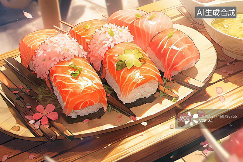 【AI数字艺术】卡通风格寿司图片素材