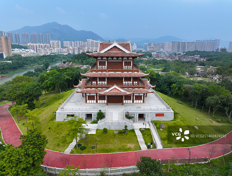 福建省莆田市博物馆绶溪公园航拍图片素材