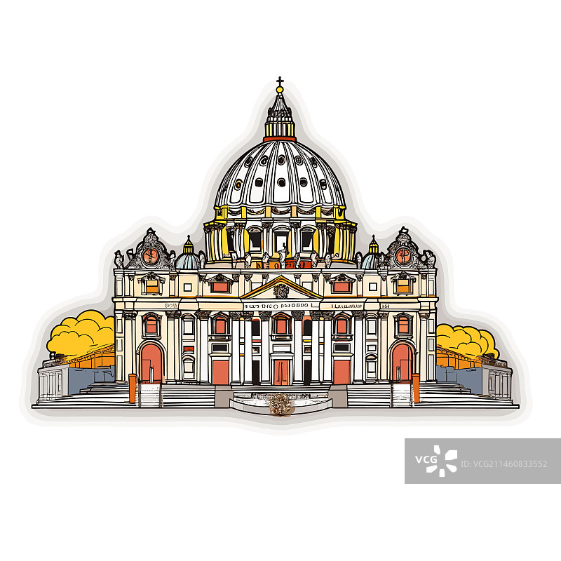 手绘圣彼得大教堂图片素材