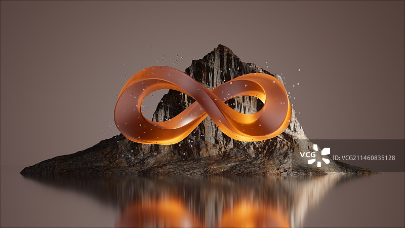 3D渲染莫比乌斯环超现实场景插画图片素材