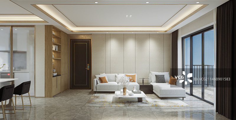 现代风格豪宅室内客厅餐厅图片素材