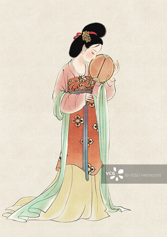 执扇仕女图图片素材