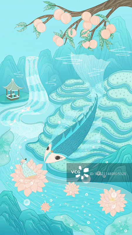 立夏二十四节气国风肌理插画图片素材