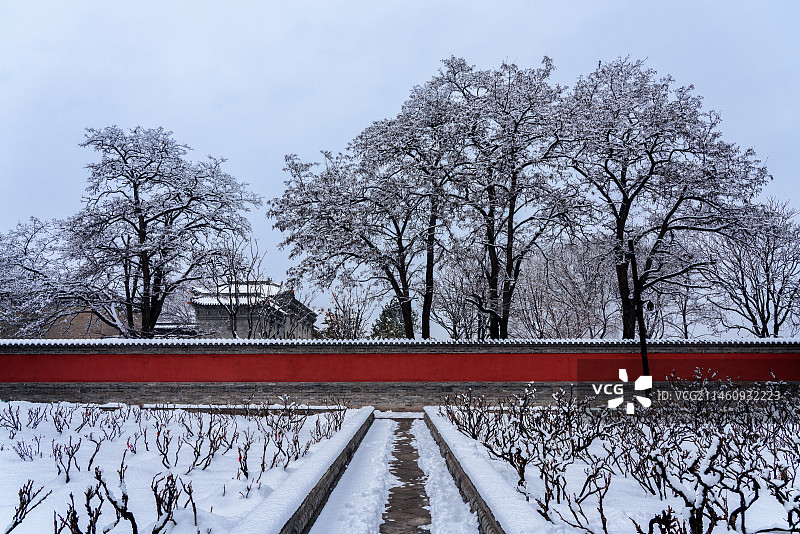 太原永祚寺的园林雪景图片素材
