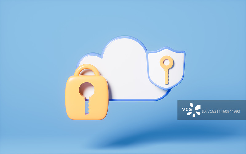 云计算与数据加密防御概念3D渲染图片素材