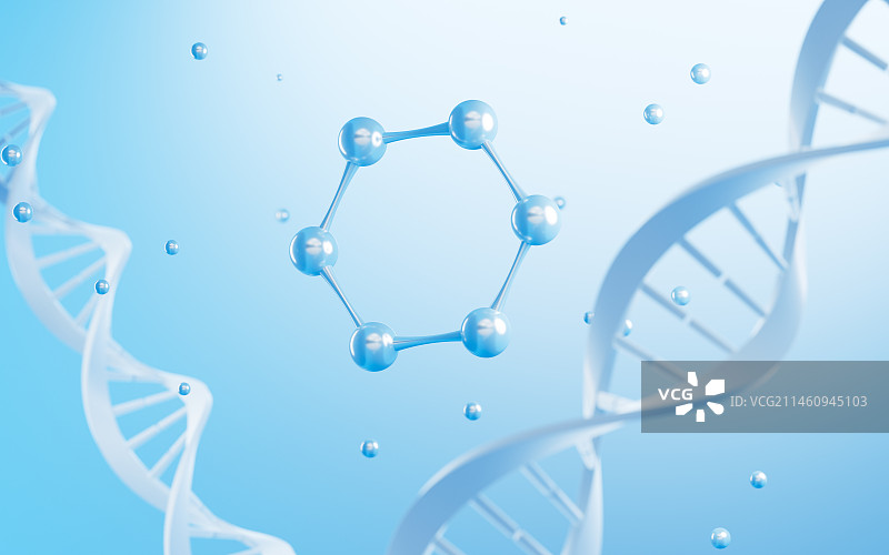 DNA 和分子结构3D渲染图片素材
