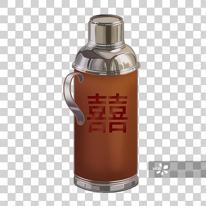 带大红喜字的老式怀旧热水瓶免抠图元素图片素材