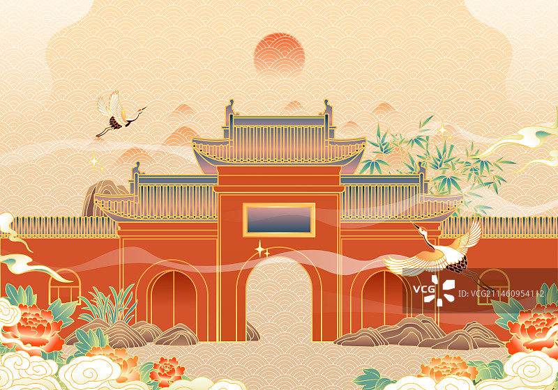 河南洛阳白马寺矢量插画图片素材