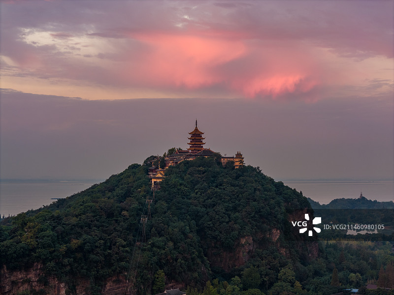 江苏南通日出时刻狼山风光图片素材