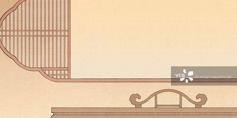 宋代风格新中式书房场景插画图片素材