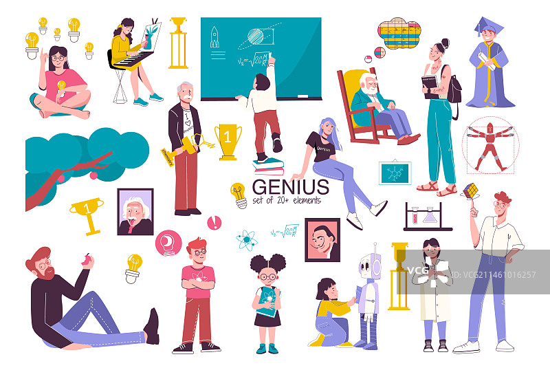 天才神童扁平图标图片素材