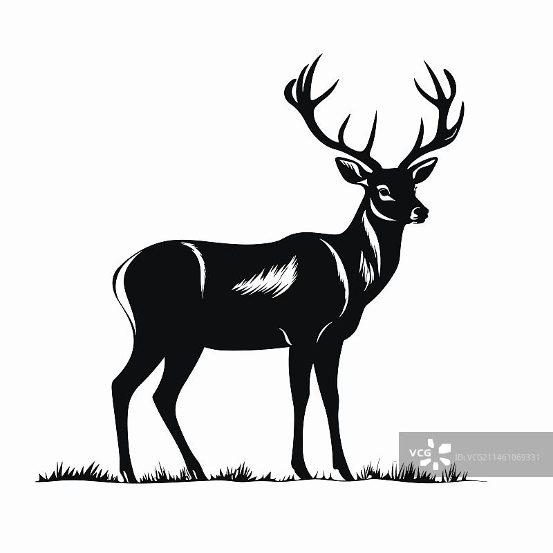 白色背景上的黑色鹿图标图片素材