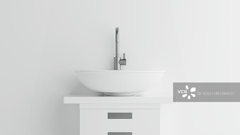 白色背景下的洗手池图片素材