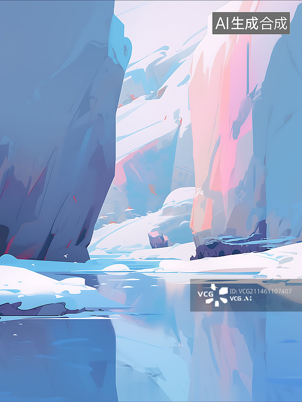 【AI数字艺术】美丽的冰川雪山美景图片素材