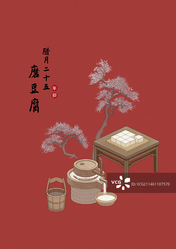 年俗系列插画腊月二十五图片素材