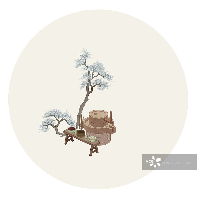 年俗系列插画正月初十图片素材