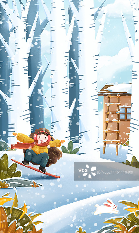 在户外运动滑雪的女孩图片素材