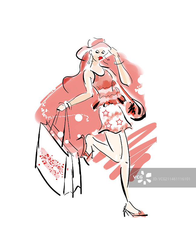 双十一购物狂女郎图片素材