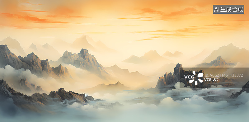 【AI数字艺术】宏伟的江山图图片素材