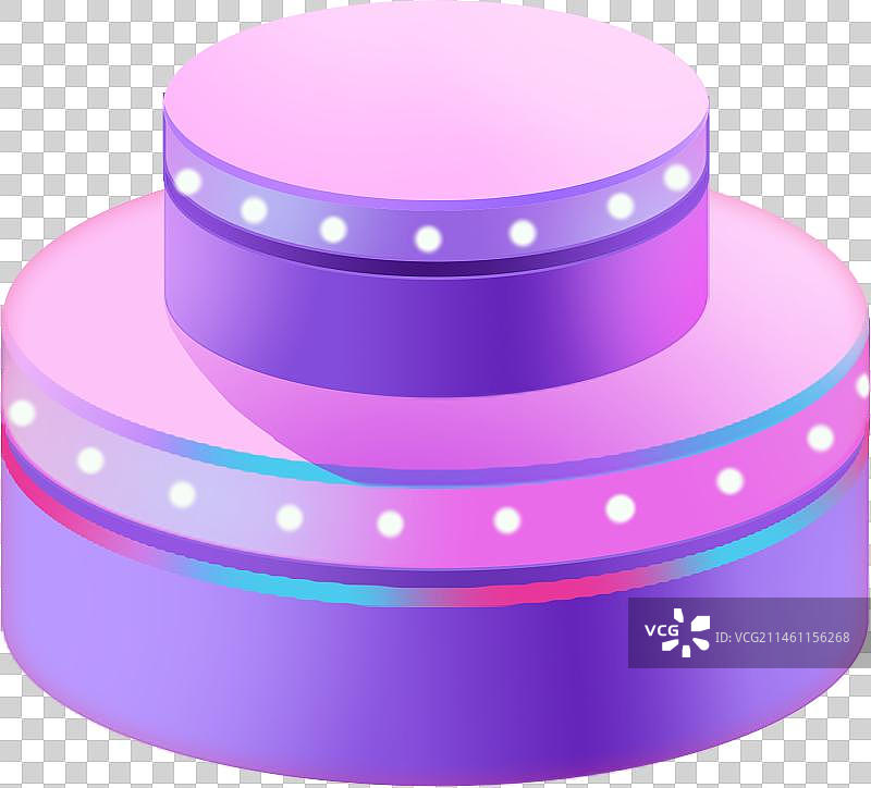 扁平立体紫色无边框插画双层台阶圆形舞台灯光秀场圆台展示台图片素材