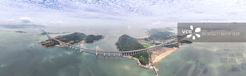 航拍福建平潭海峡公铁两用大桥图片素材
