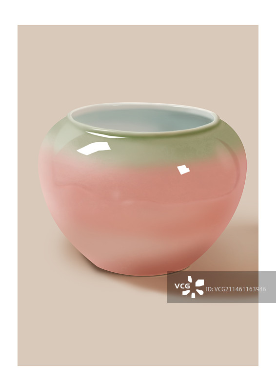 粉色的陶罐手绘插画图片素材