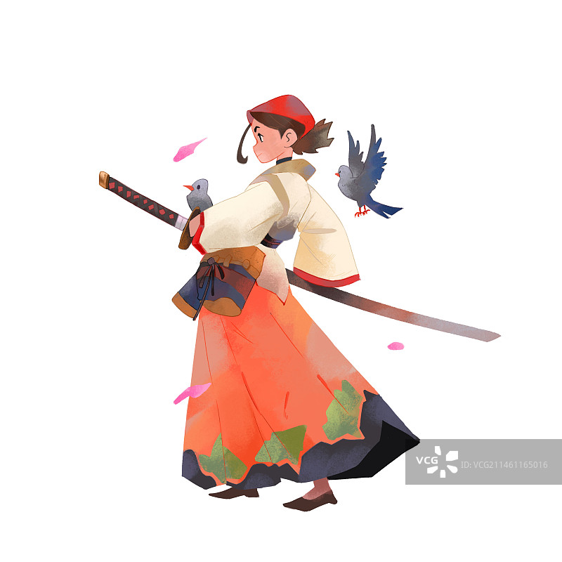 日式少女人物平面插画绘本素材图片素材