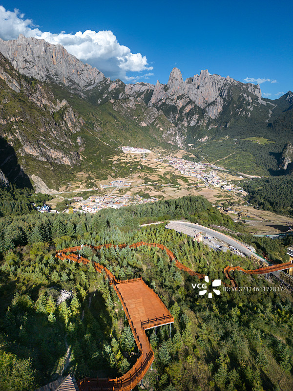 甘南藏族自治区江迭公路 扎尕那航拍风光图片素材