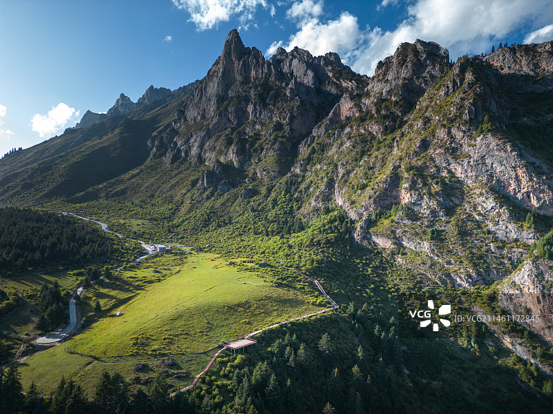 甘南藏族自治区江迭公路 扎尕那航拍风光图片素材