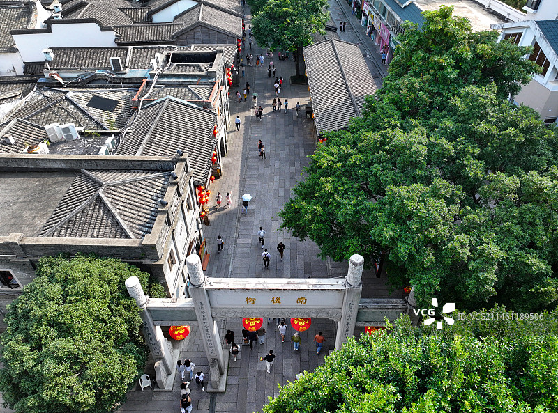 福建省福州市鼓楼区三坊七巷历史文化街区航拍图片素材