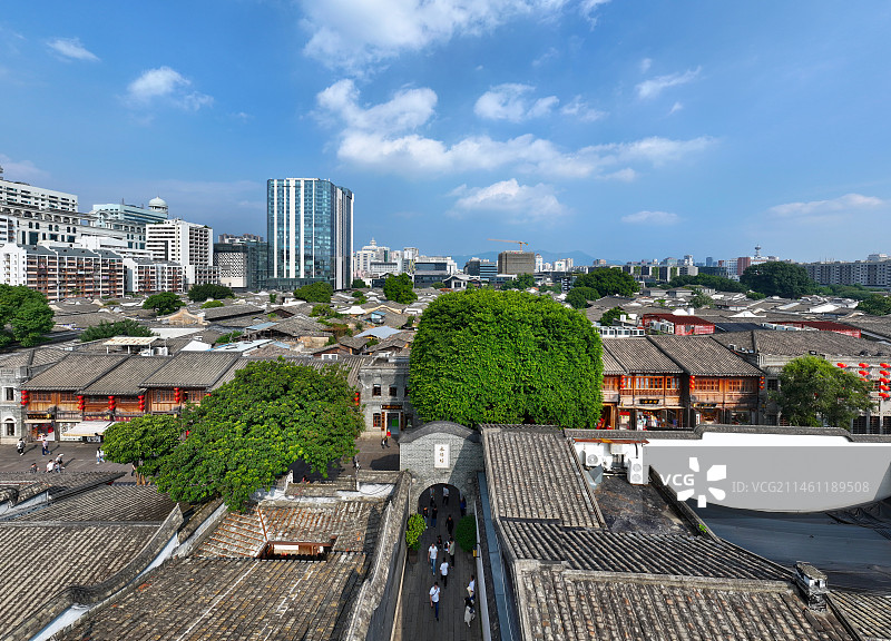 福建省福州市鼓楼区三坊七巷历史文化街区航拍图片素材