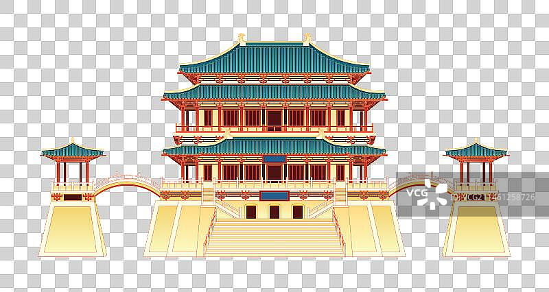 西安大唐芙蓉园国潮矢量插画图片素材