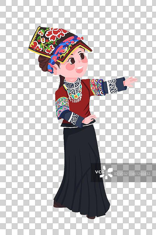 手绘羌族姑娘图片素材