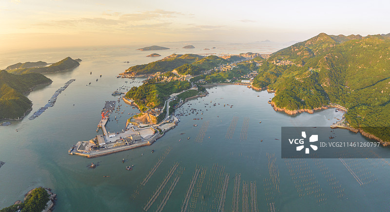 航拍福建霞浦海山日出图片素材