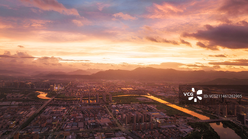 浙江台州黄岩永宁江落日图片素材