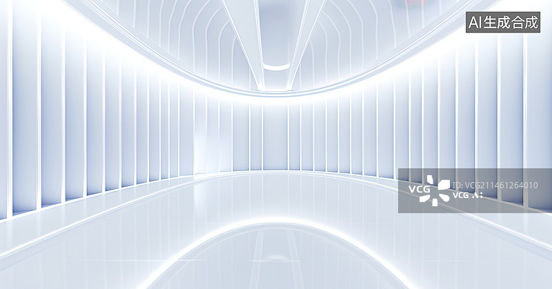【AI数字艺术】白色未来感室内空间图片素材