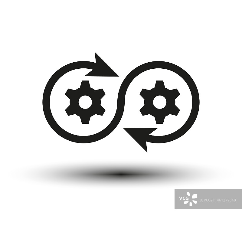 带有箭头业务概念的开发图标齿轮图片素材