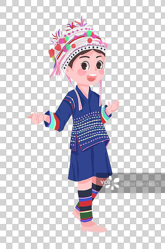 手绘哈尼族可爱女孩图片素材