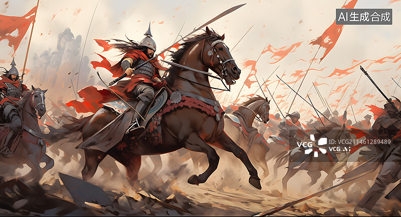 【AI数字艺术】古代战争插画图片素材