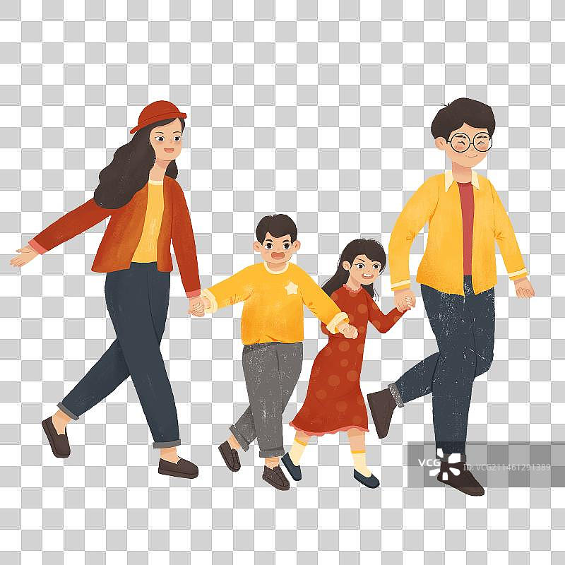 一家人手拉手图片素材