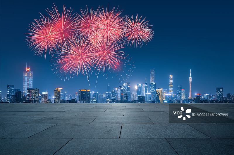 广州城市平台烟花表演图片素材