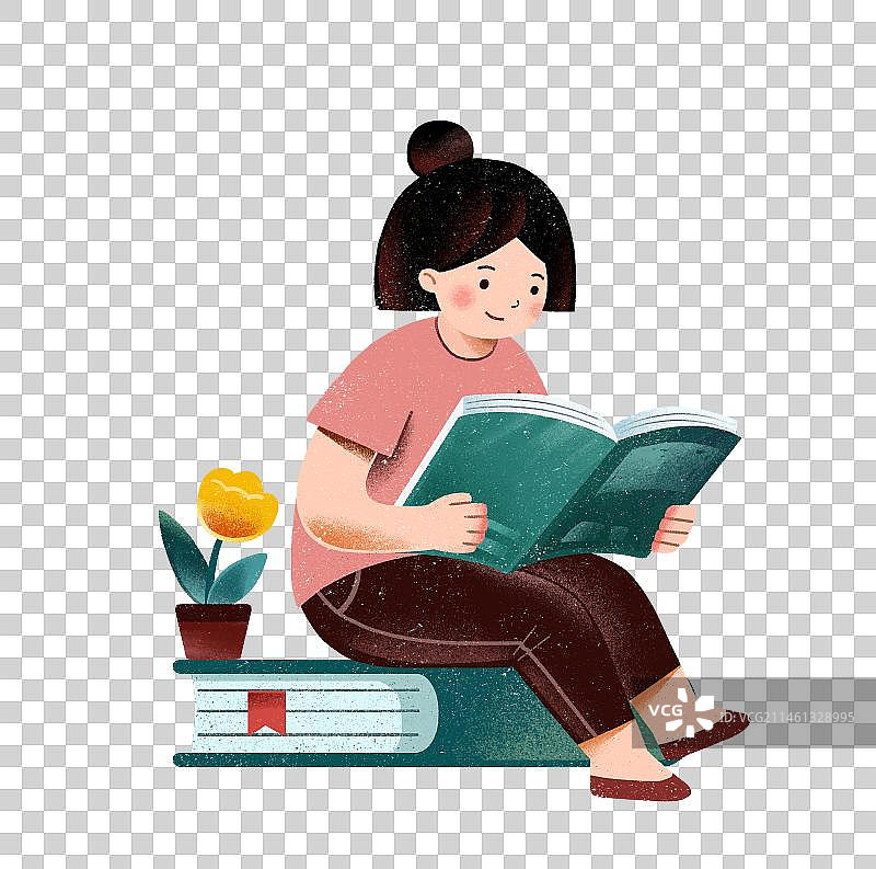 看书读书的女孩免扣素材图片素材