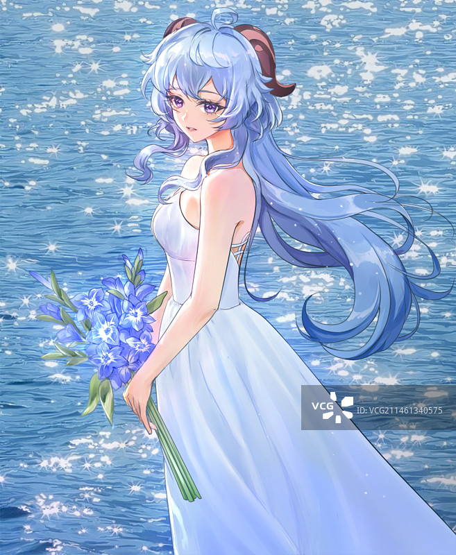 唯美二次元白月光的悲伤图片素材